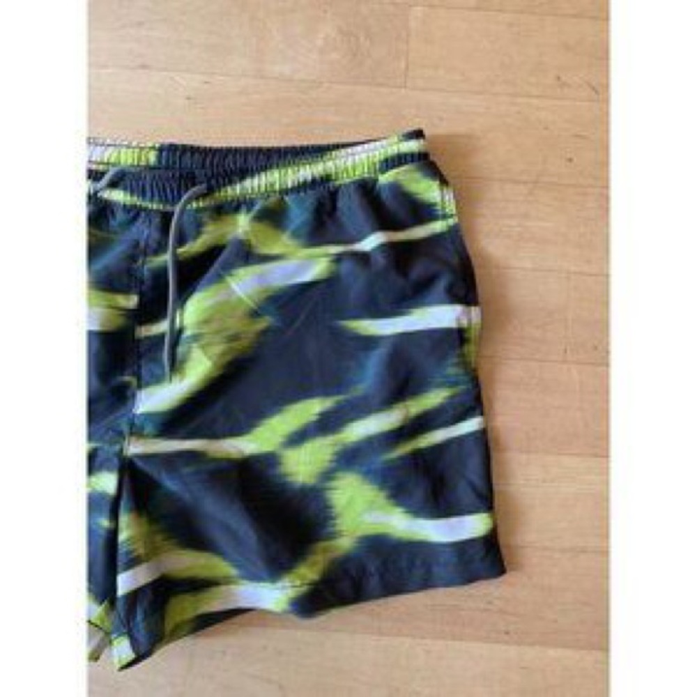 Men's Black & Lime Green Swim Trunks - Athletic Beach Shorts - Picture 2 of 6